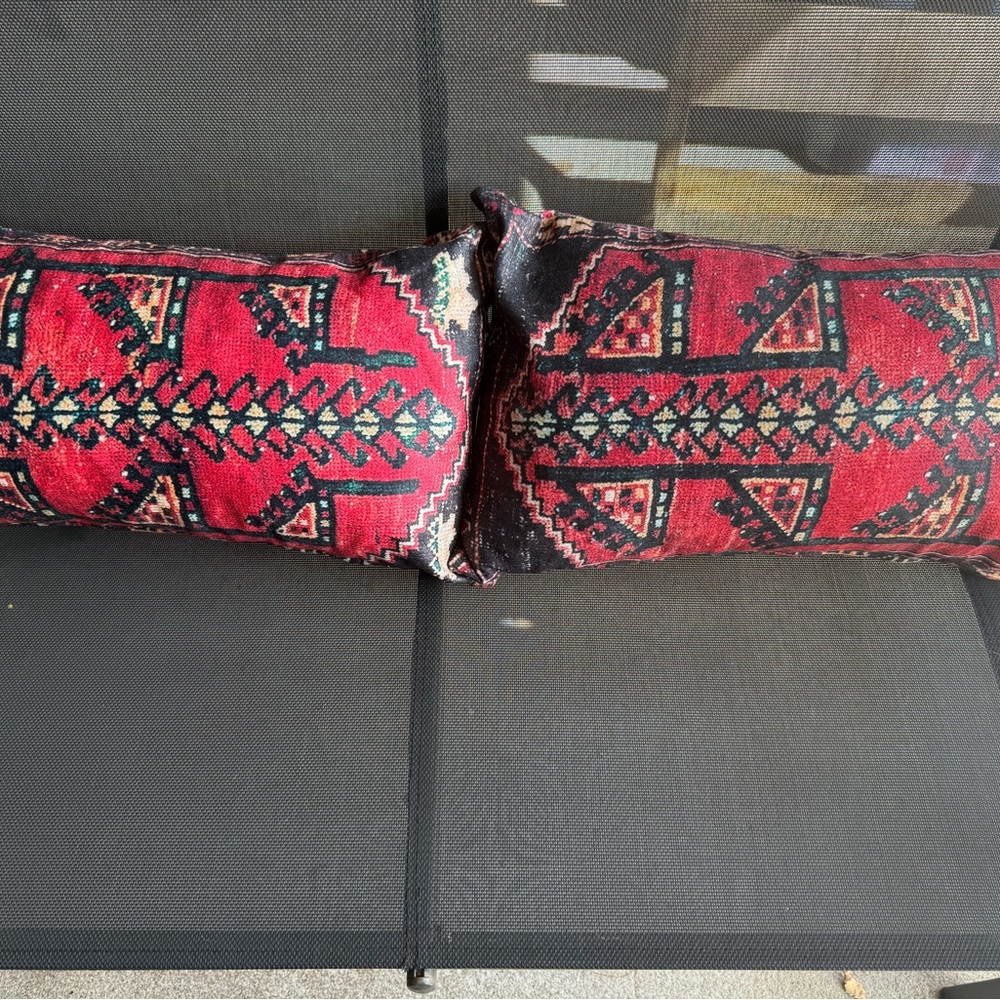Red Geometric Patterned Pillows